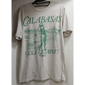 Calabasas Country Club Golf 1987 Vtg Style T-Shirt Double Sided Beige Large Note